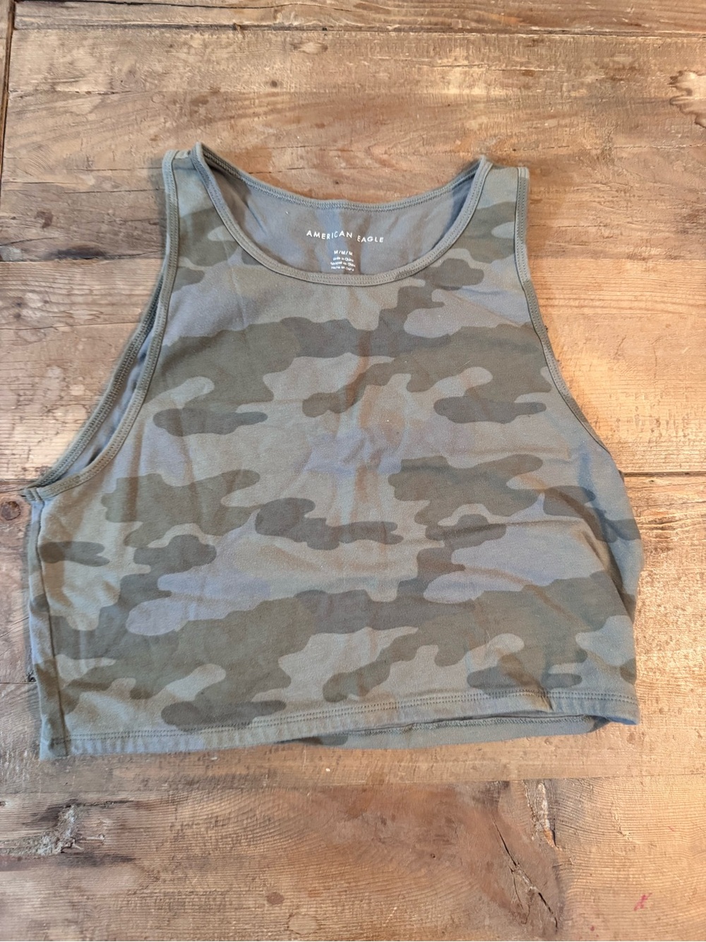 American Eagle Outfitters Olive Camo Cropped Tank